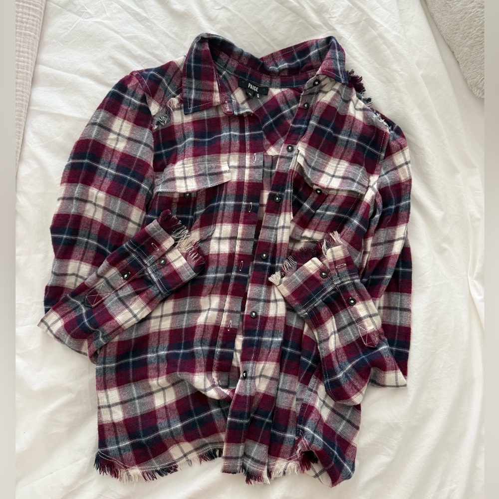 PAIGE Burgundy Plaid Flannel Shirt